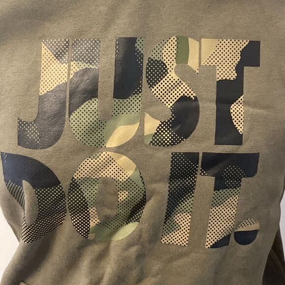 Nike Hoodie Youth Boys Size XL Green Camo Sweater Just Do It Hooded Sweatshirt - Picture 2 of 4